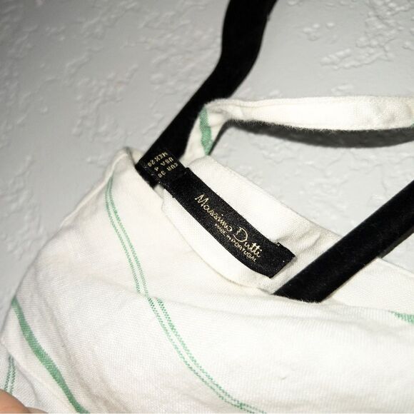 Massimo Dutti‎ White Green Stripe Linen Top Size 4 - Picture 5 of 8